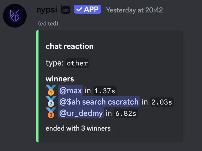 chat reaction message